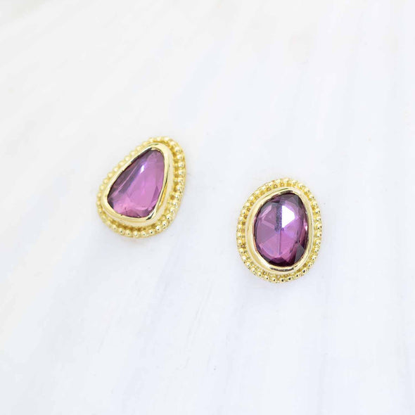 Pink Sapphire Rose-Cut Earring Studs (2.21ct)