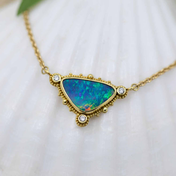 Tropical Seas Opal & Diamond Pendant