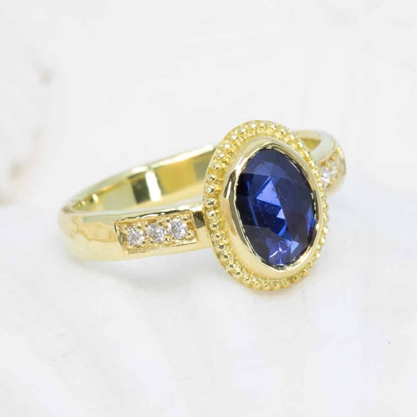 Blue Sapphire and Diamond Treasure Ring