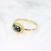 Bluish-green tourmaline mermaid ring