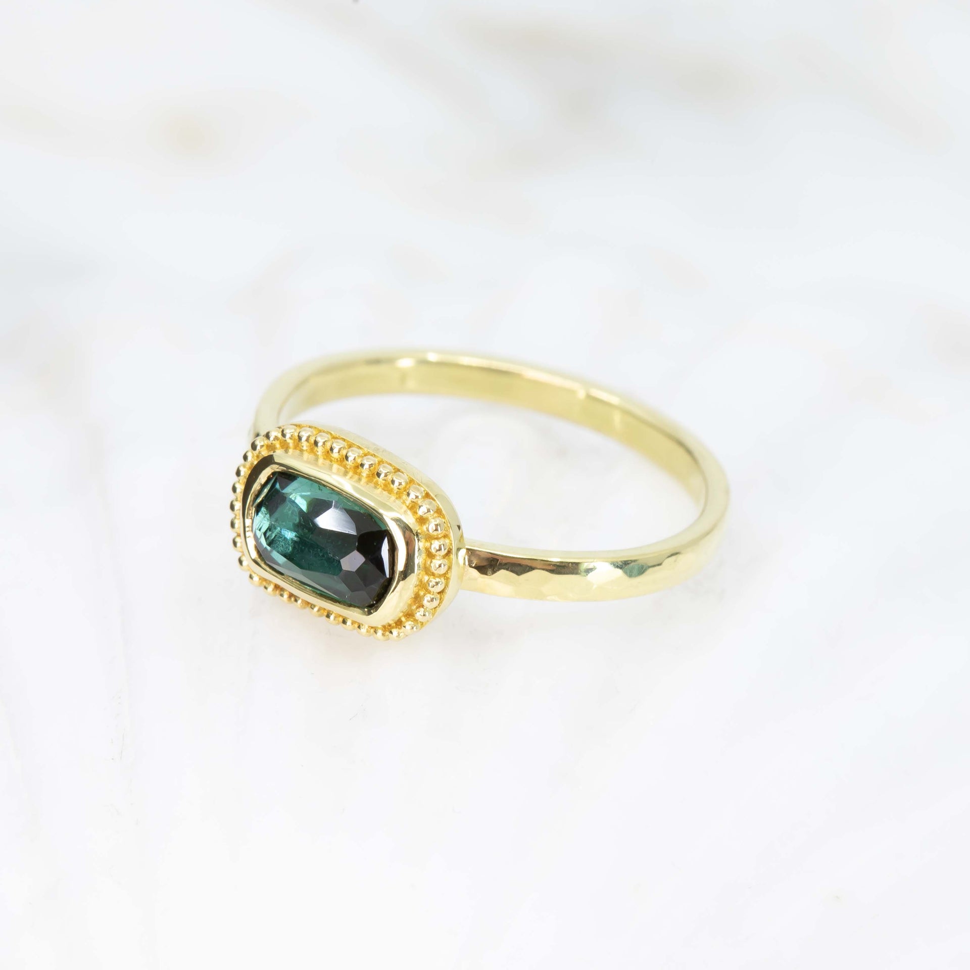 Bluish-green tourmaline mermaid ring