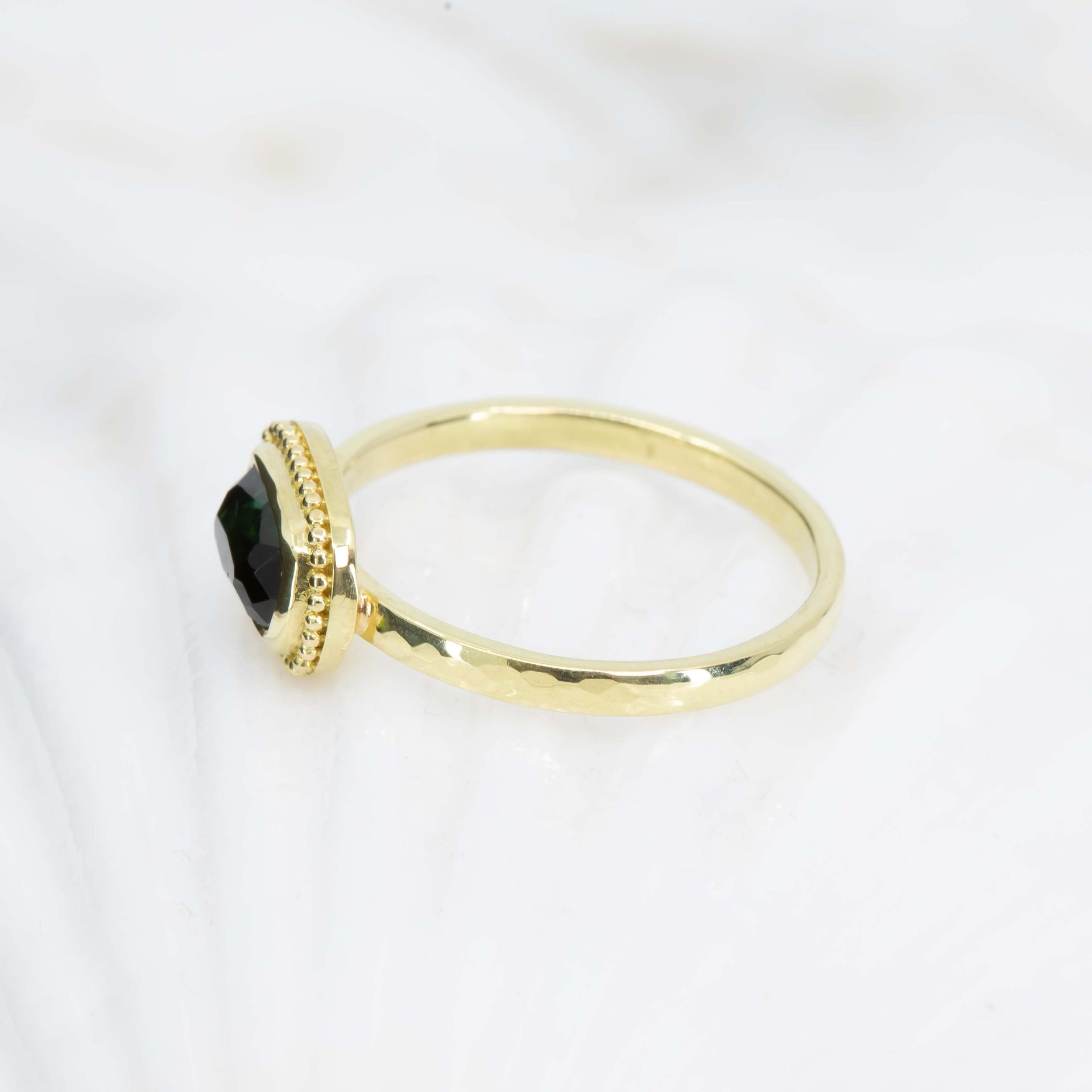 Bluish-green tourmaline mermaid ring