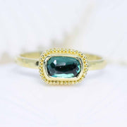 Bluish-green tourmaline mermaid ring