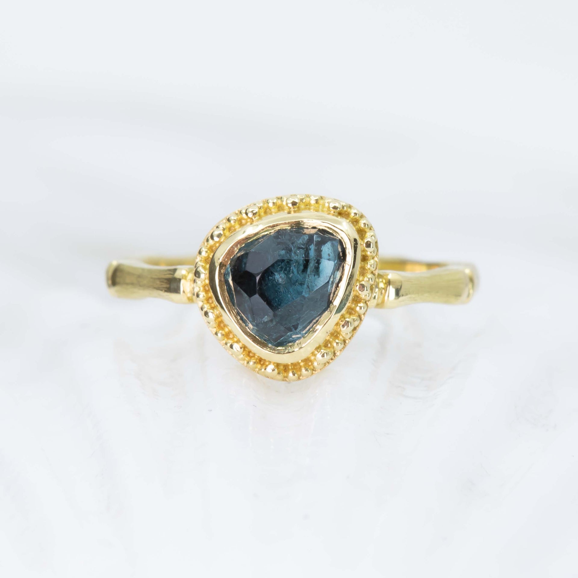 Deepsea Blue Tourmaline Bamboo Ring