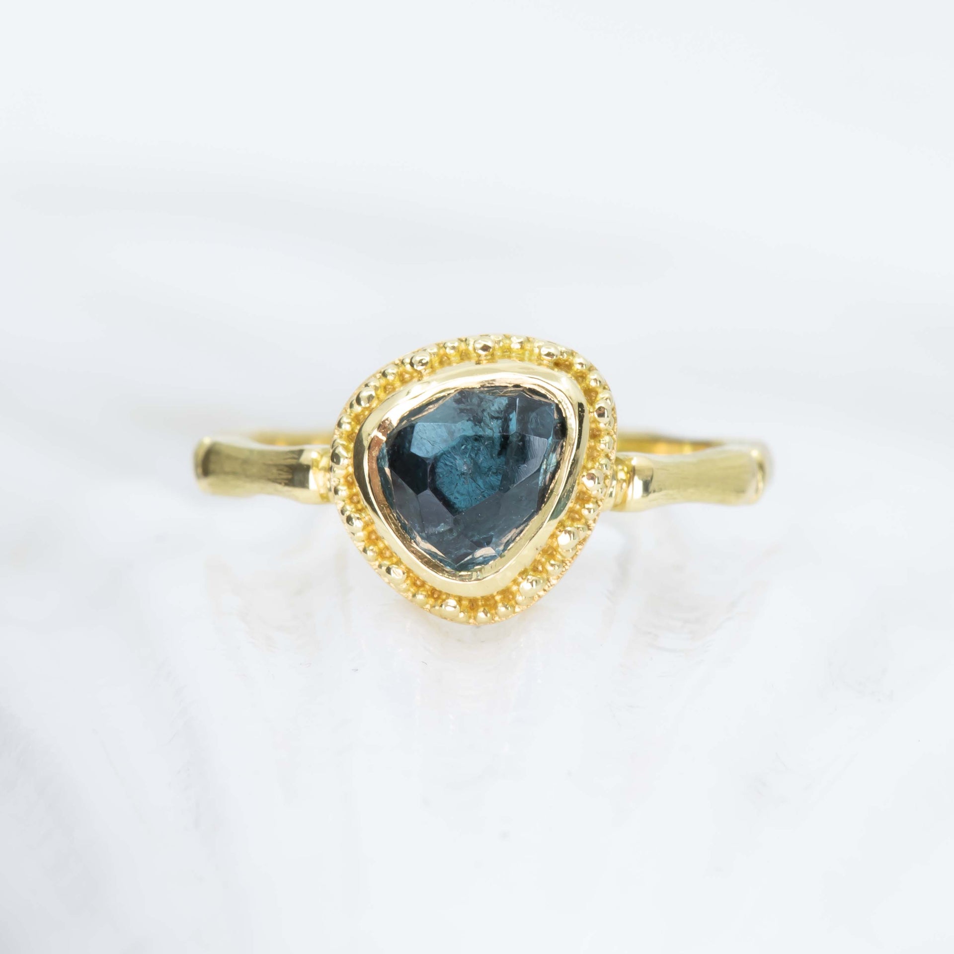 Deepsea Blue Tourmaline Bamboo Ring