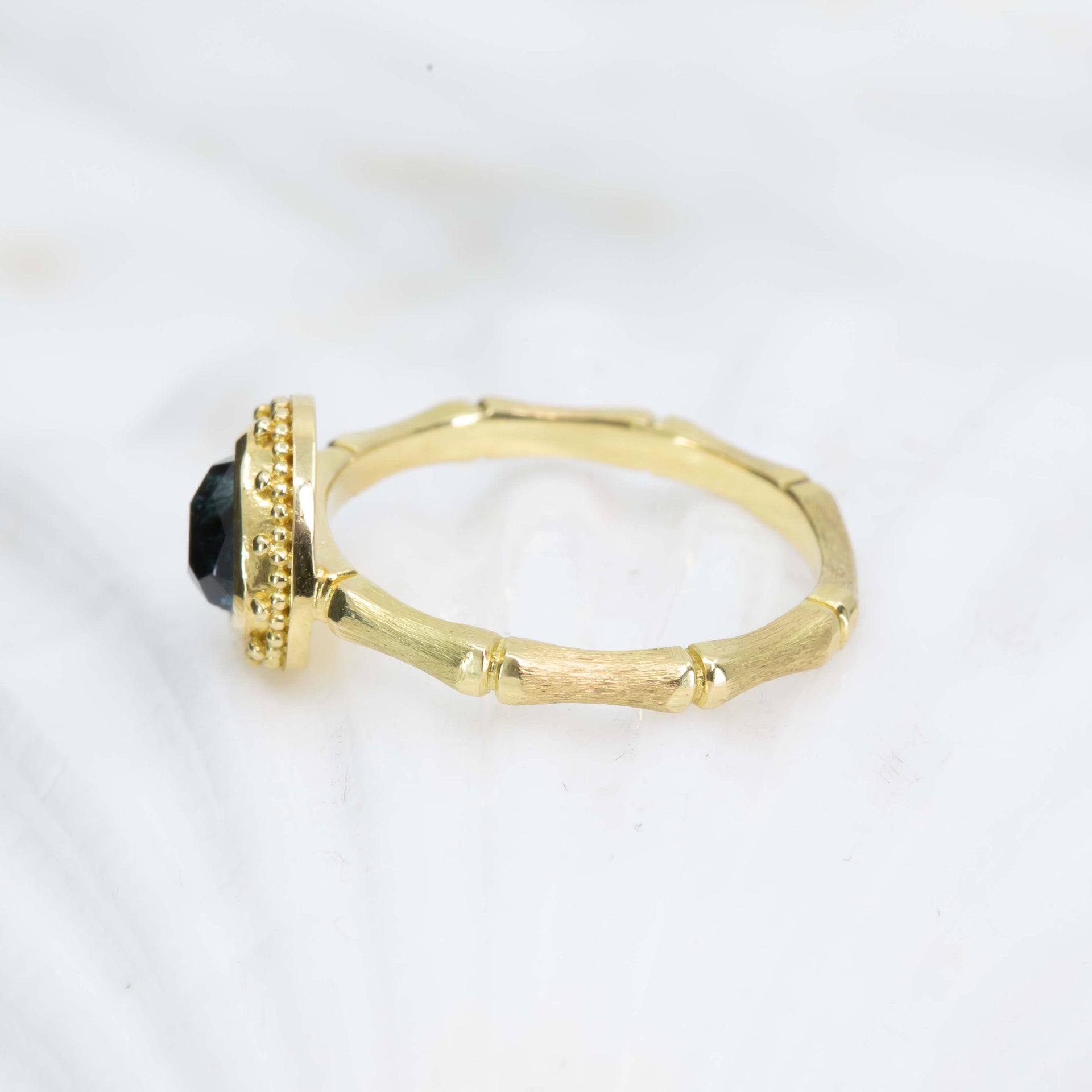 Deepsea Blue Tourmaline Bamboo Ring