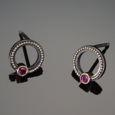 Marianas Pink Sapphire Circular Earring Studs
