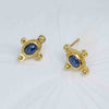 Sapphire cab earrings in granulated 18K Gold