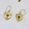 Pink Tourmaline Trinity Earrings in 18K with gold granulation