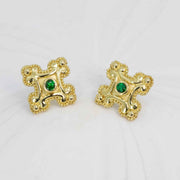 Tsavorite garnet earring studs in granulated 18K