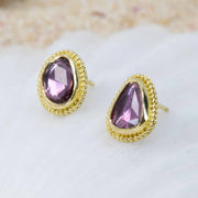 Rose-cut pink sapphire studs