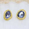 Rose-cut blue sapphire earring studs in granulated 18K Treasure Gold