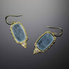 Aquamarine slice earrings with diamonds set in granulated 18K Treasure Gold
