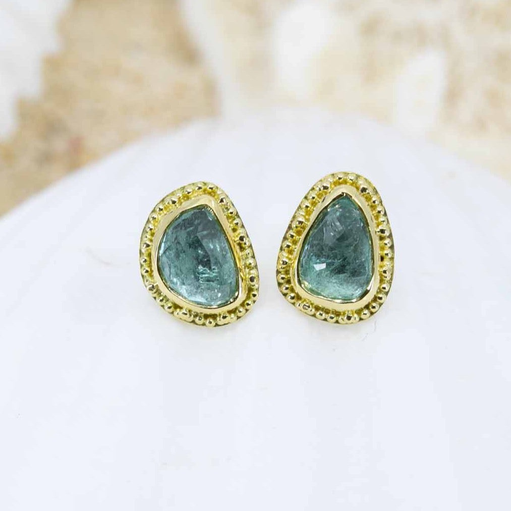 Seafoam Tourmaline Earring Studs