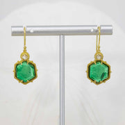 Emerald Crystal Slice earrings in granulated 18K Treasure Gold with rose-cut diamonds