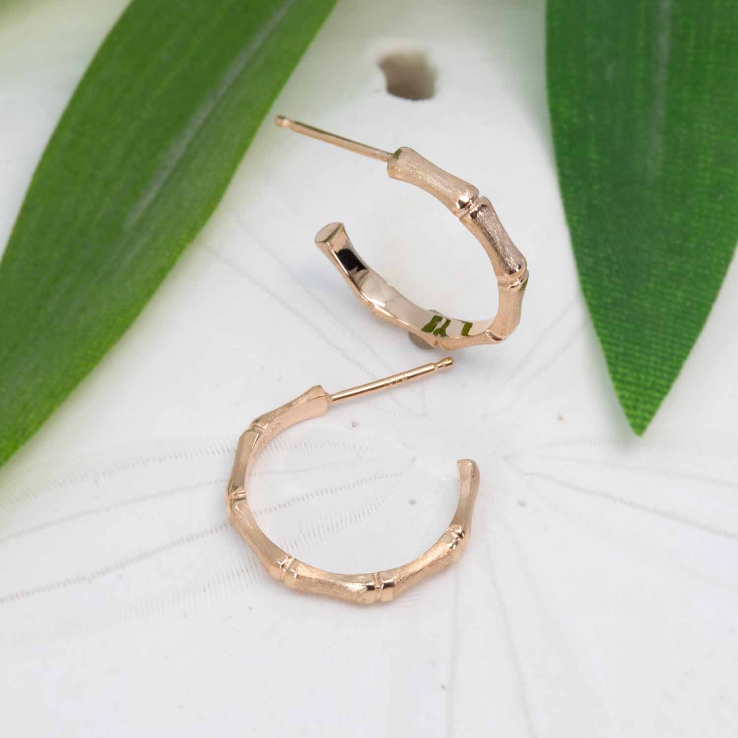 18K Rose Gold Bamboo Hoop earrings