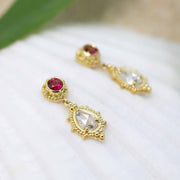 Ruby and diamond earrings in granulated 18K Treasure Gold made with shipwreck treasure