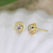 Old European Diamond Studs in granulated 18K Treasure Gold