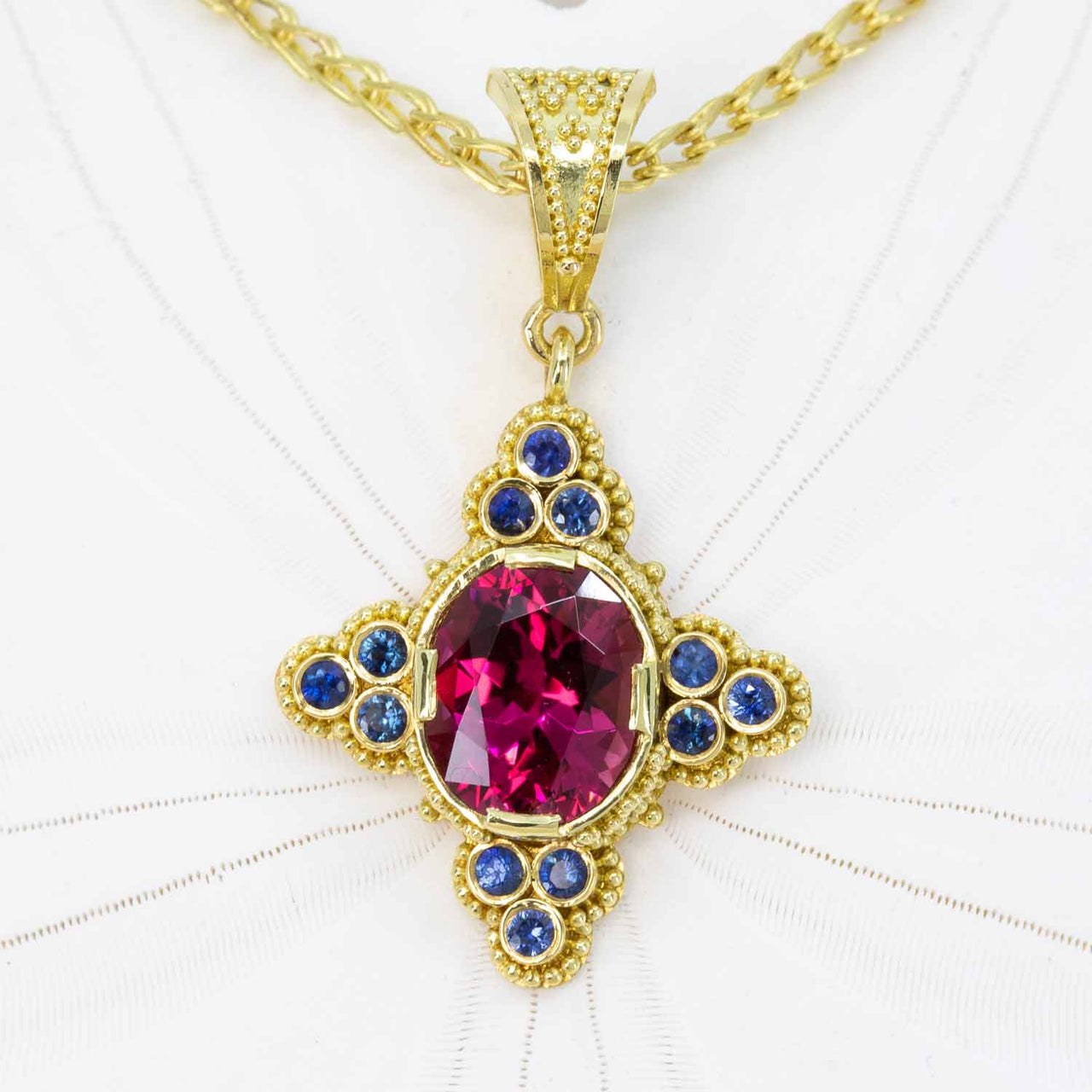 Rubellite Tourmaline & Sapphire Pendant