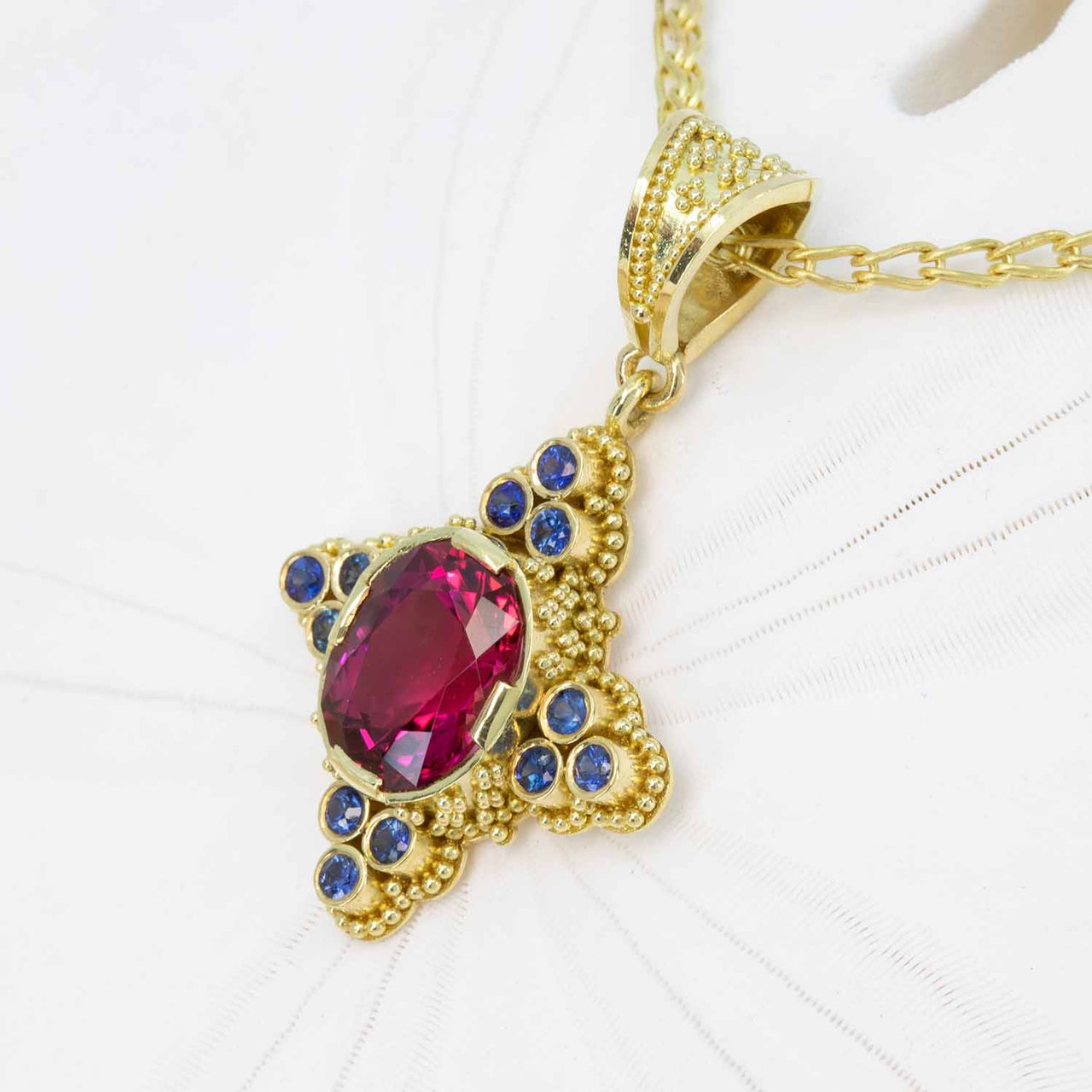 Rubellite Tourmaline & Sapphire Pendant