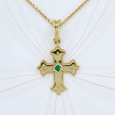Emerald Cross Classical Pendant