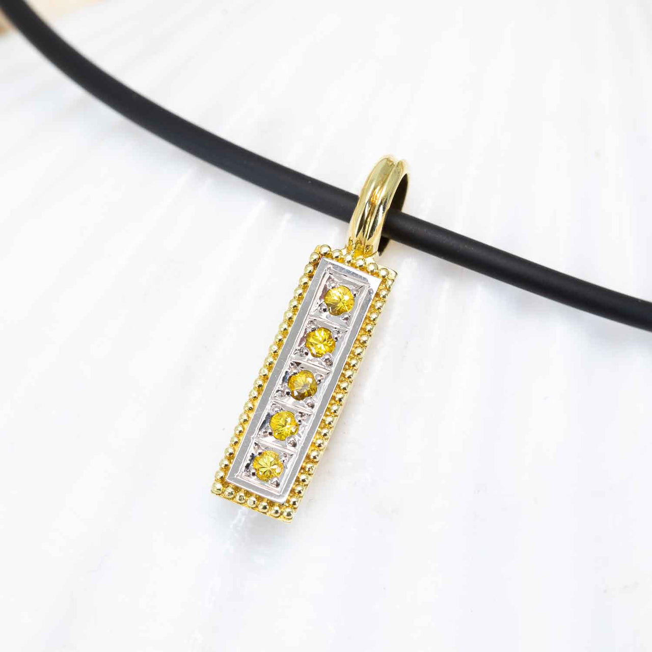 Yellow Sapphire Modern Vertical Pendant