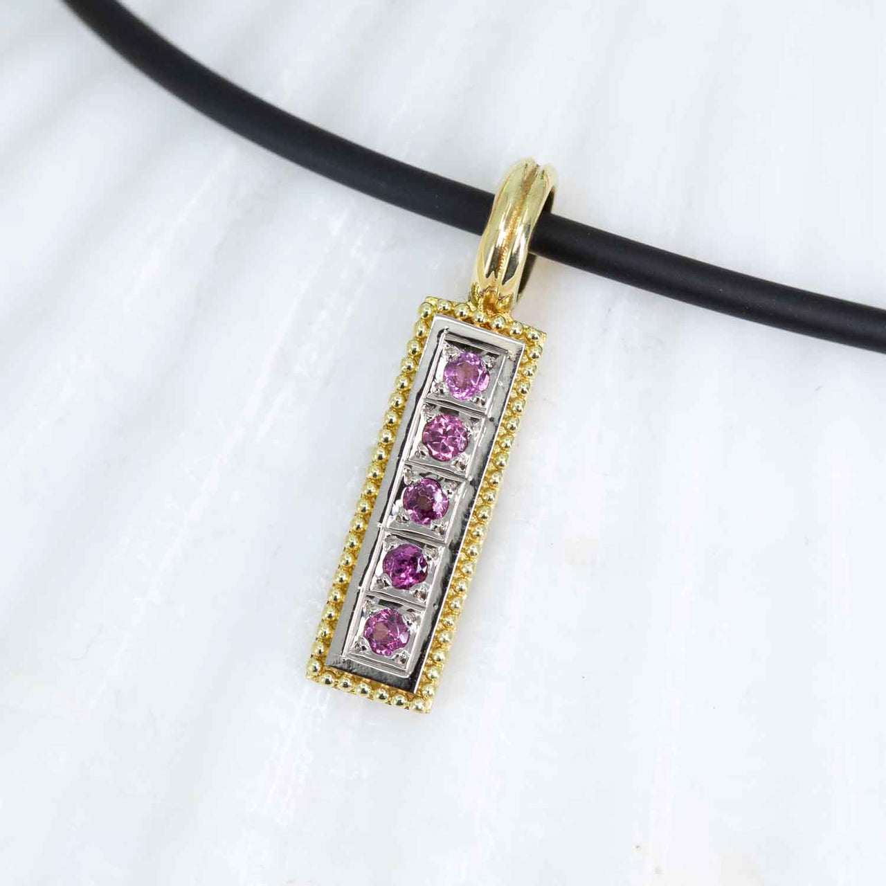 Garnet (rhodolite) Modern Vertical Pendant