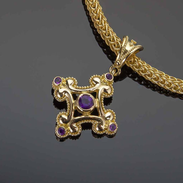 Granulated Gold amethyst pendant