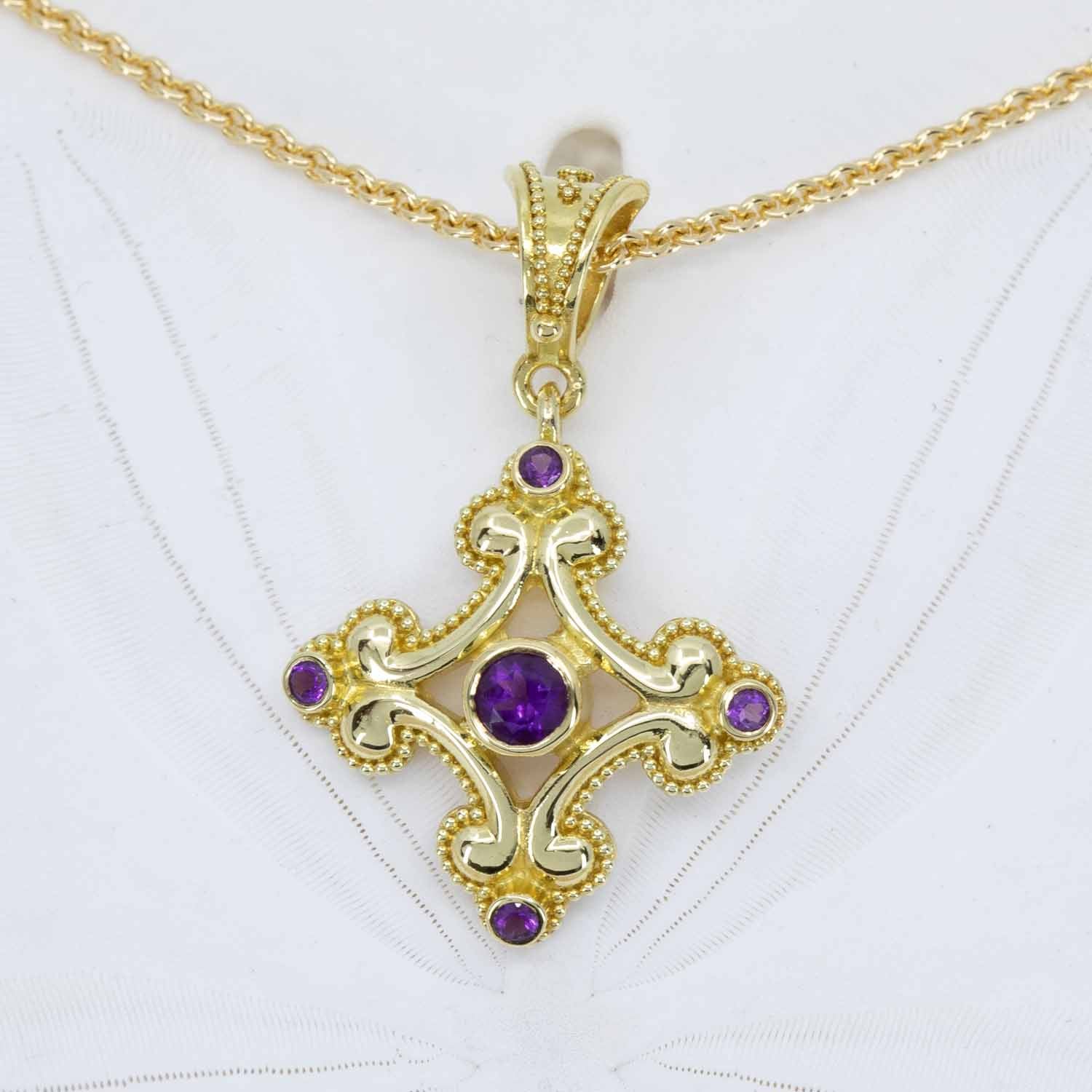 Granulated Gold amethyst pendant