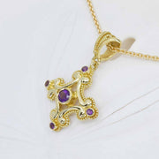 18K Granulated Gold amethyst pendant