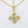 Blue zircon and pendant in 18K gold with gold granulation