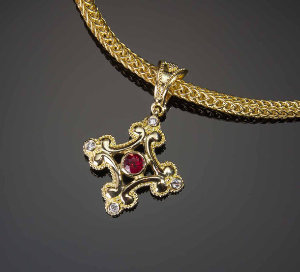 Ruby & Diamond Classical Pendant