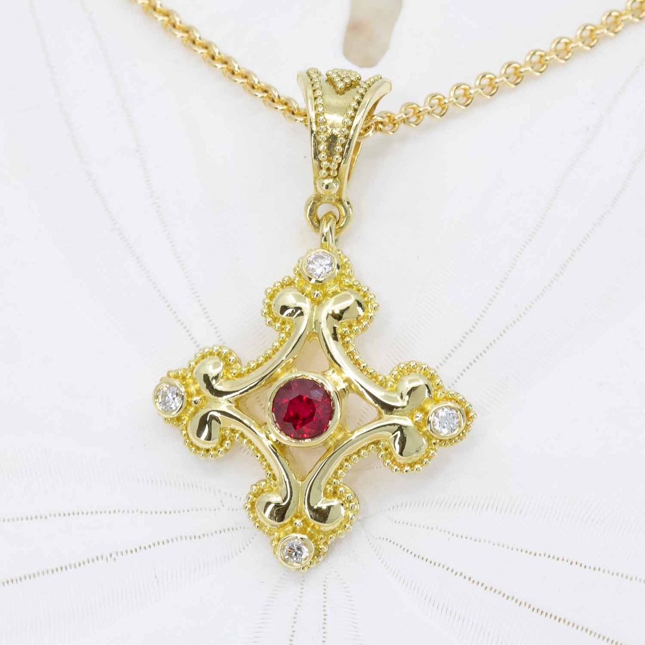 Ruby & Diamond Classical Pendant