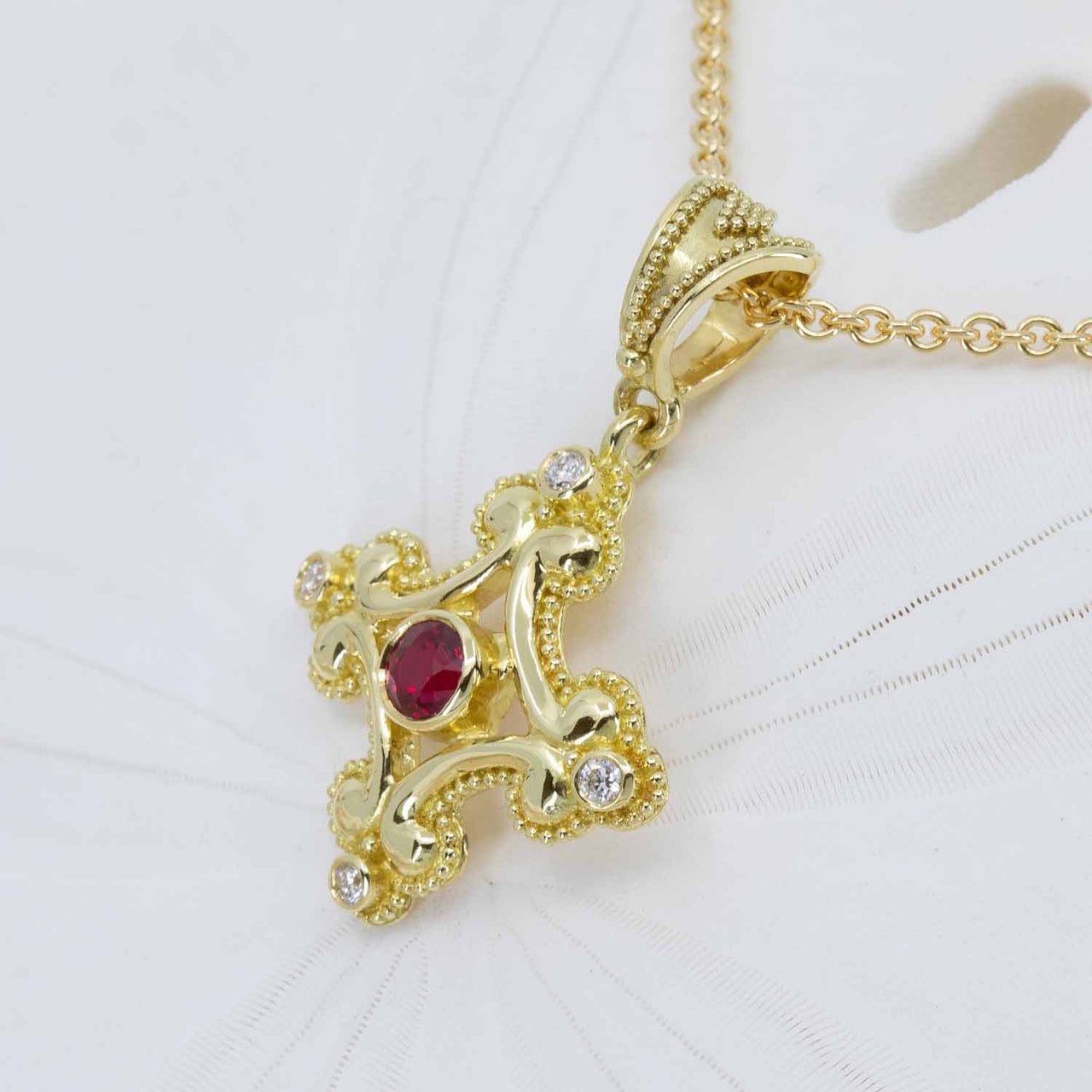 Ruby & Diamond Classical Pendant