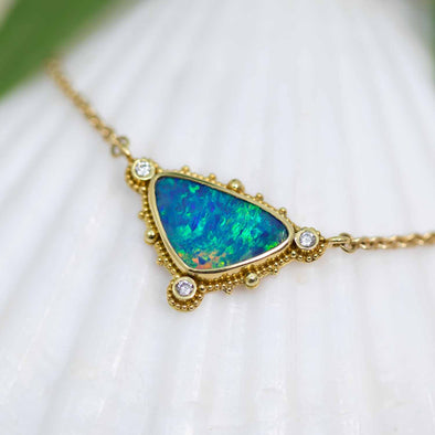 Tropical Seas Opal & Diamond Pendant