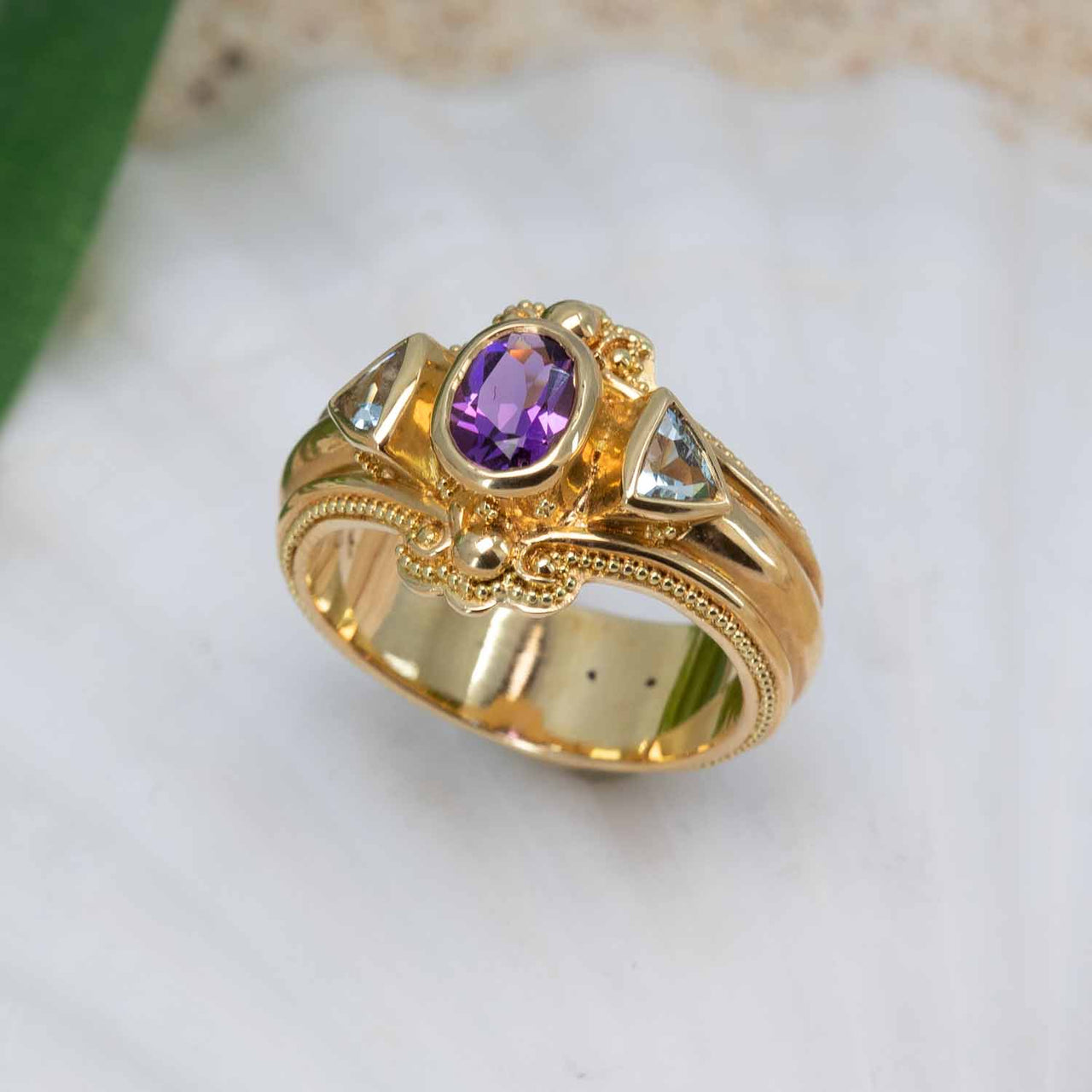 Amethyst & Aquamarine Classical Ring