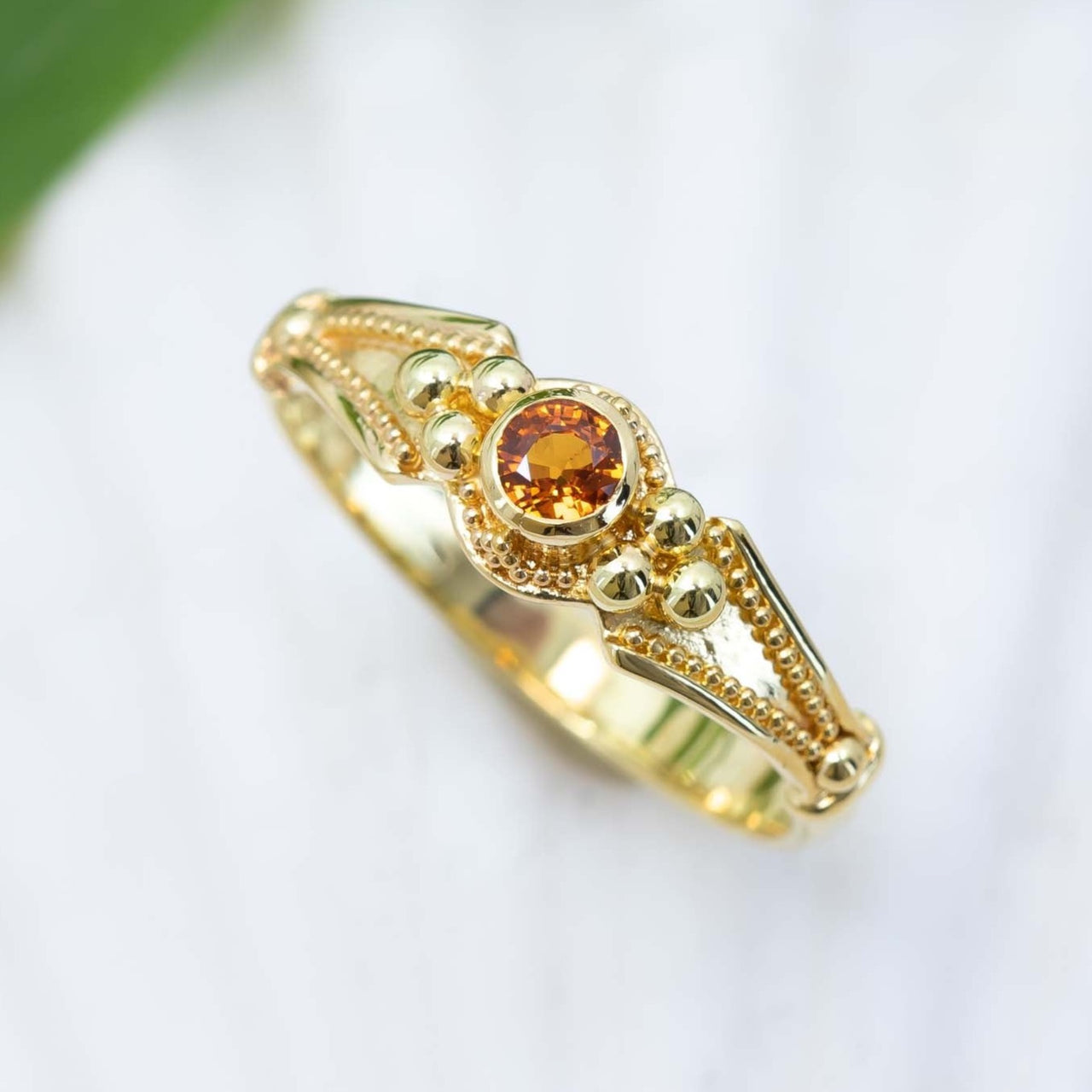 Orange Sapphire Classical Ring