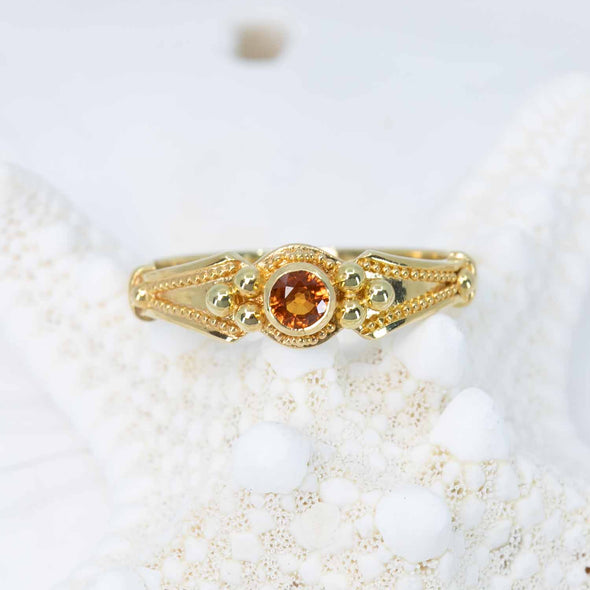 Orange Sapphire Classical Ring