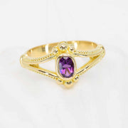 Classical Amethyst ring in 18K granulated gold