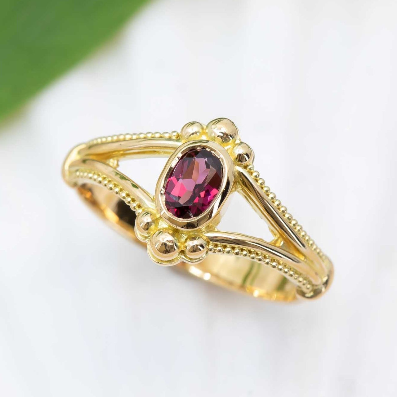 Garnet Oval Classical Ring