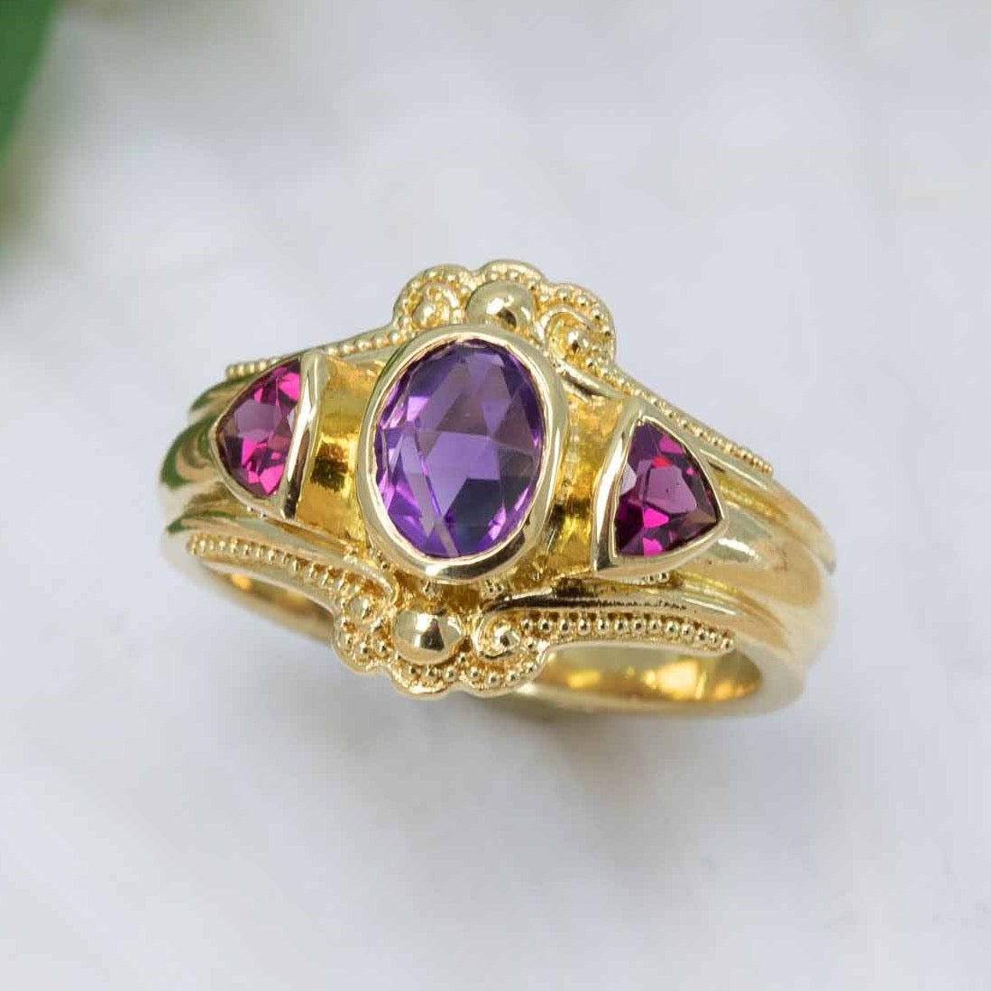 Amethyst & Garnet Classical Ring