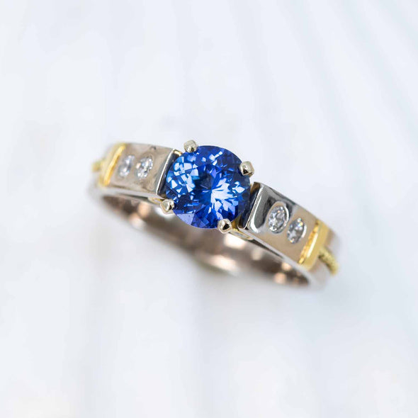 Blue Sapphire & Diamond Classical Ring
