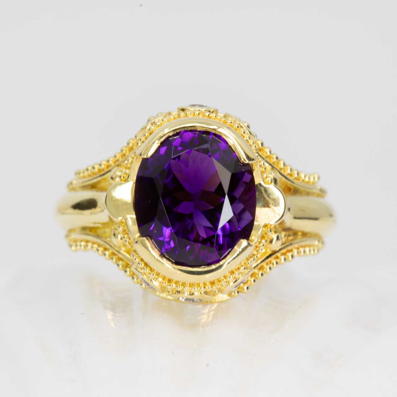 Bold Amethyst & Diamond Ring