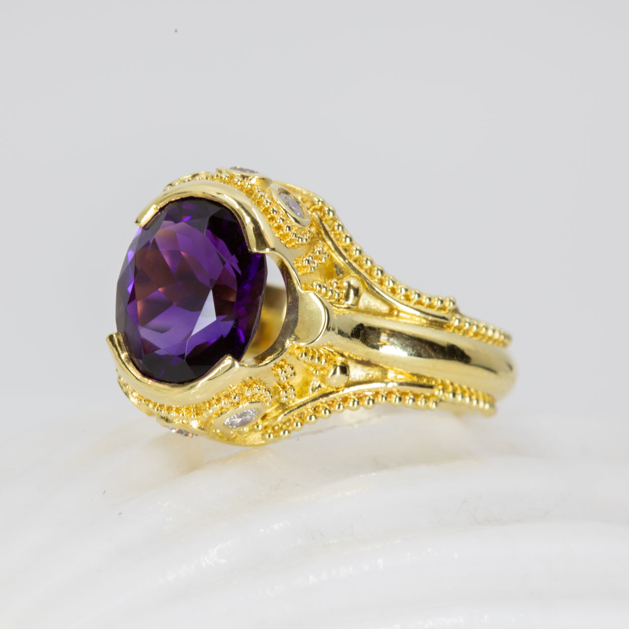 Bold Amethyst & Diamond Ring