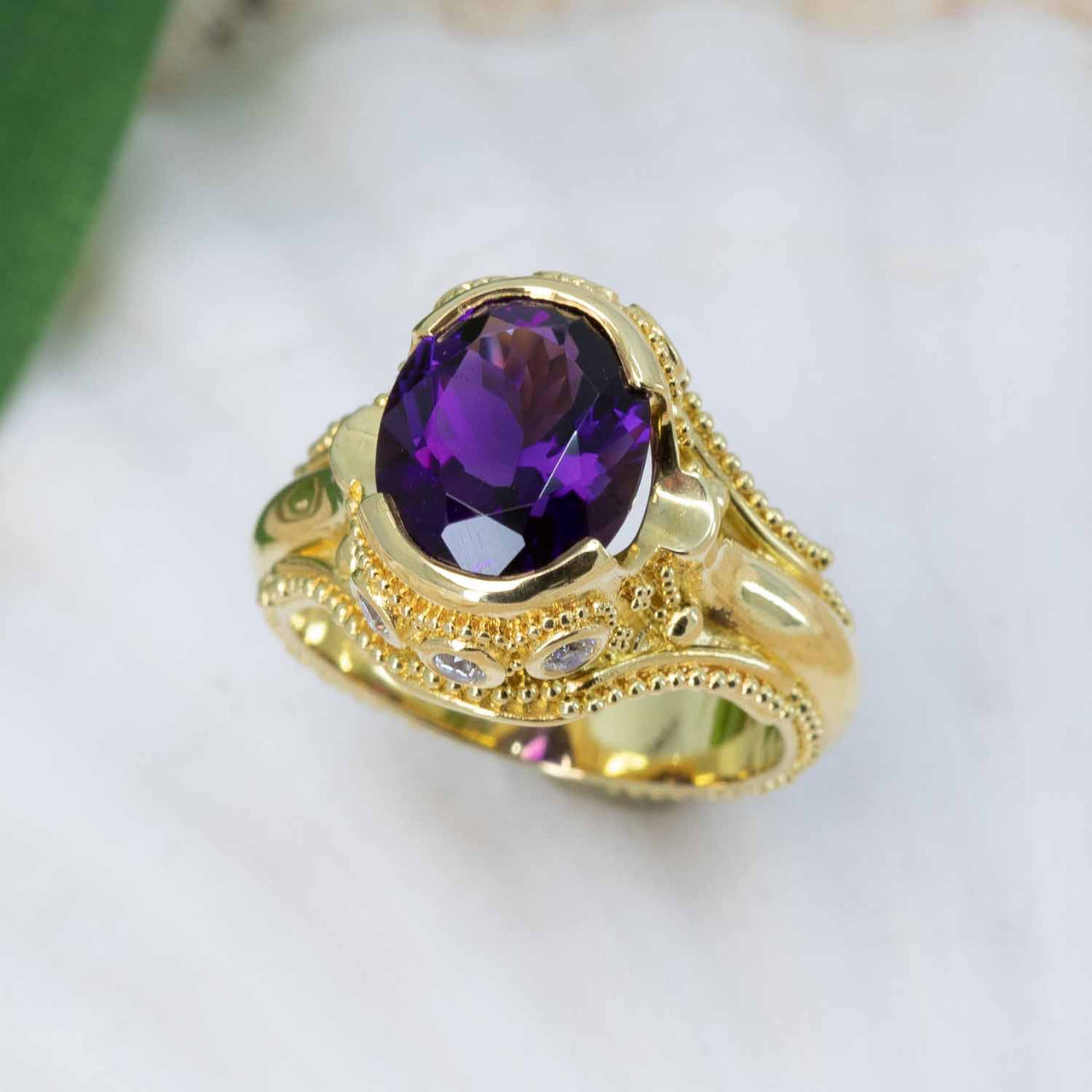 Bold Amethyst & Diamond Ring