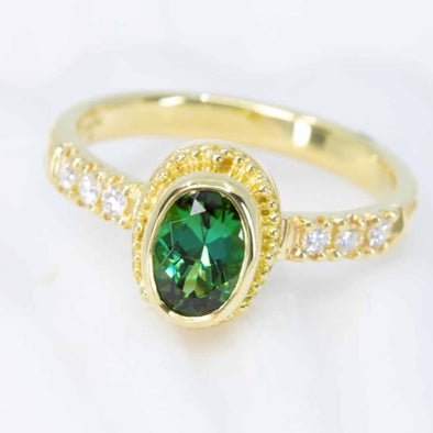 Green Tourmaline & Diamond Classical Ring