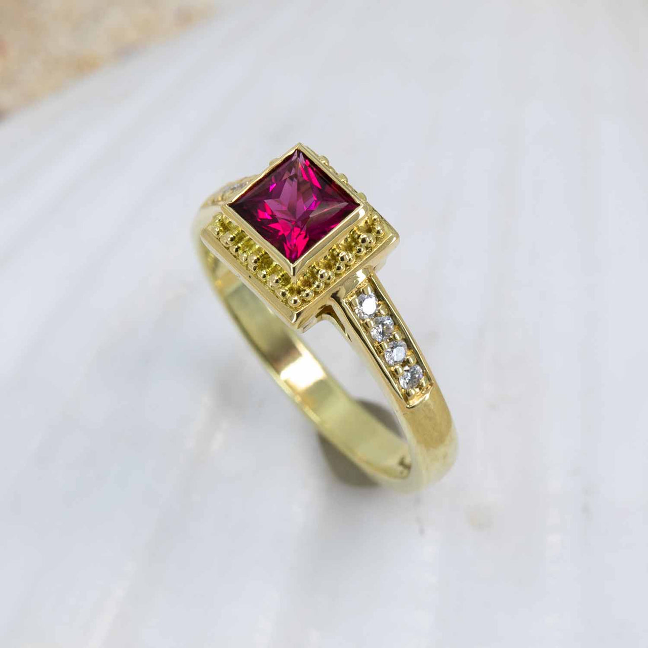 Tourmaline (Rubellite) Temple Ring