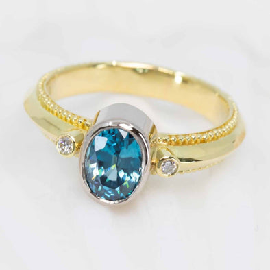 Blue Zircon Classical Ring