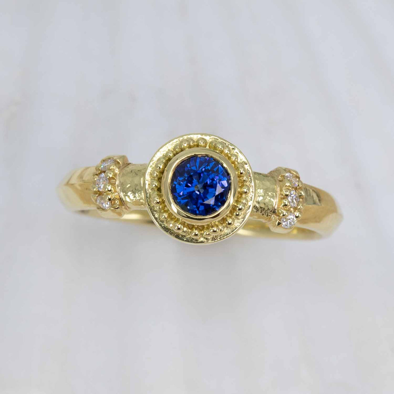 Blue Sapphire & Diamond Ancient Greece-inspired Ring