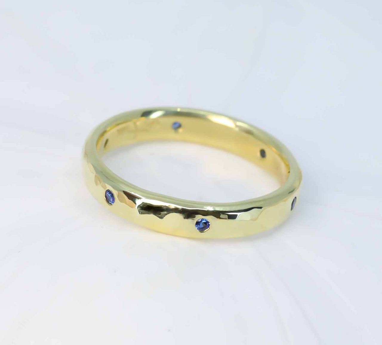 Blue Sapphire Water Ripple Band